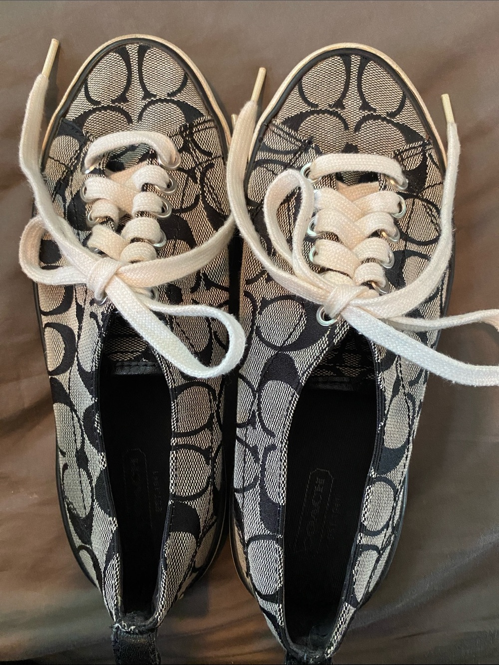 Coach Signature Canvas Lace-Up Sneakers - Black & Cream